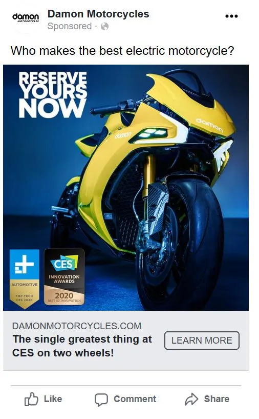 Top performing ad: The single greatest thing at CES on two wheels